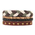 HZMAN Wrap Bracelets Men Women, Hemp Cords Wood Beads Ethnic Tribal Bracelets, Leather Wristbands - style: Cross Braided