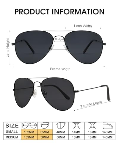 JOOX Polarized Aviator Sunglasses for Women Men, UV400 Protection Lens and Lightweight Metal Pilot Frame JX2775 - color: Shiny Black/Grey