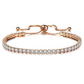 CiNily Adjustable Tennis Bracelets for Women Teen Girls Rainbow Cubic Zirconia Bracelet 14K White Gold Plated Hypoallergenic Slider Bracelet Jewelry Gift - color: Adjustable bracelet-rose gold