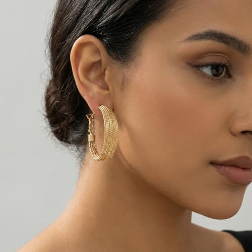 4 Pair Small Gold Hoop Earrings for Women Sensitive Ears - Hypoallergenic 14k Real Gold Plated Hoops Zirconia Cartilage Huggie Earrings Set Helix Piercing Earring Gold Jewelry for Women Gift - color: 1951 Hoop Gold