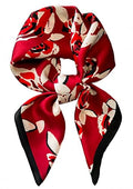 MINIDORA Satin Scarves for Women 27.5 × 27.5 inches Medium Square Elegant Silk Feeling Head Scarf - color: D005- Black and Red