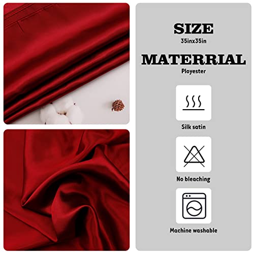 NZKNP Silk-Like Head Scarf - Women's Bandana Wraps - color: 14-red, size: 35"*35"
