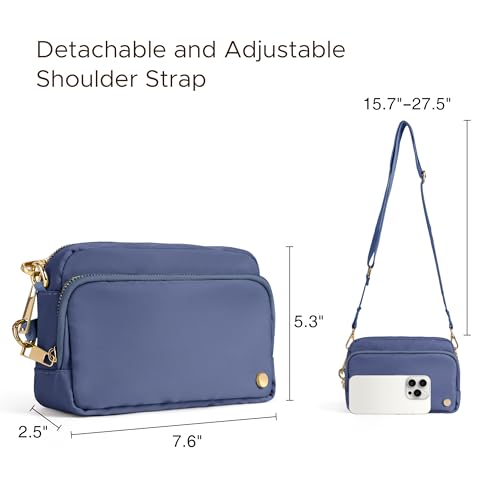 Joryin Anti Theft Crossbody Bag for Women, Slash-resistant RFID Blocking Travel Purses, Small Shoulder Bag Handbag, Nylon - color: Smoky Blue