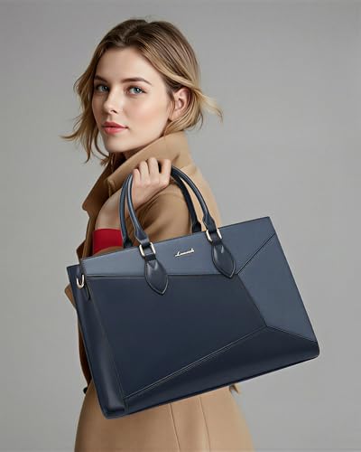 LOVEVOOK Laptop Tote Bag for Women Work Travel, Stylish Teacher Bag Purse Computer Bag, Nurse Bags Briefcase Business Handbag - color: Old Blue - Gorgeous Blue - Phantom Blue(leather), size: 15.6 Inch