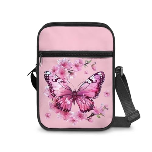 Womens Crossbody Bag Cell Phone Purse Wallet Small Shoulder Handbag for Workout Travel Gym - color: Beautiful Butterfly