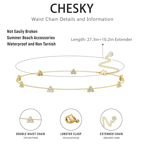 Risamil Waist Chain for Women, Dainty Gold Plated Belly Chain for The Waist Adjustable Waterproof Sexy Bikini Satellite Beads Sparkle Chain Simple Body Chain Summer Jewelry Gifts for Women - style: Flower
