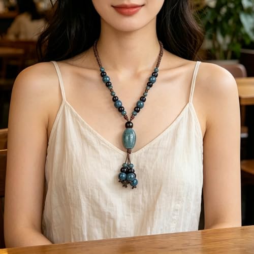 KURTCB Boho Hippie Ceramic Beaded Necklace Bracelet Colorful Statement Chunky Beads Strand Necklace Bracelet Thanksgiving Fall Autumn Jewelry for Women - style: Style 4