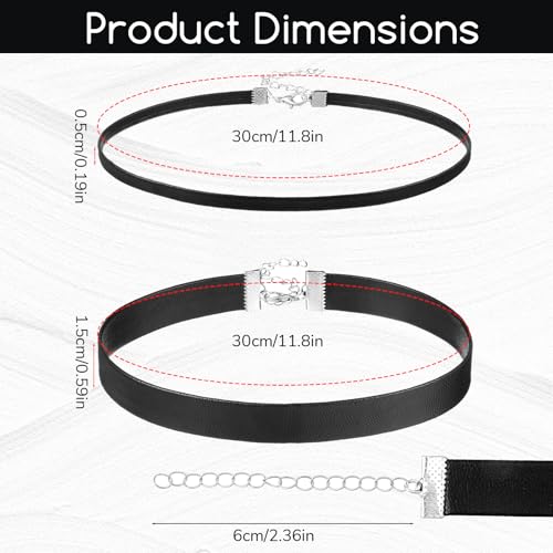 Choker Necklace for Women, 2 PCS Thick Black PU Leather Choker Y2k Gothic Necklaces Set for Women
