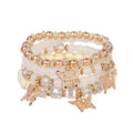 LOTSOF Boho Flower Beaded Bracelet Set for Women - Multilayer Crystal & Flower Charm Stackable Bracelets, Fashion Jewelry Gift for Her - color: White Butterfly