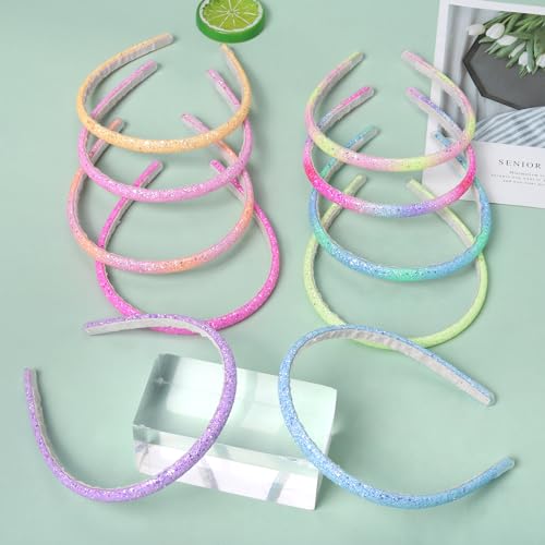 Fishdown Glitter Headband for Girls Women Sparkle Headband Accessory Set of 10 - color: Color-6