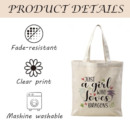 Canvas Tote Bag Aesthetic for Women,Reusable Canvas Cute Shoulder Bag for Grocery, Shopping, Beach & Daily Use - color: Dragon 1