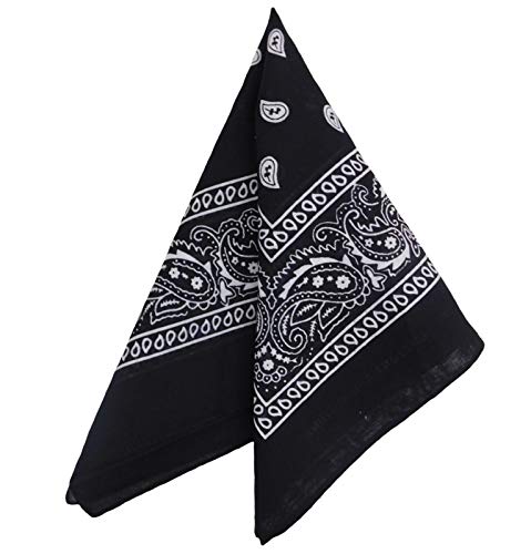 Pack of 3 X-Large Polyester Non Fading Paisley Bandanas 27 x 27 Inches by M.H.I. - color: Black