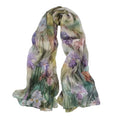 100% Mulberry Silk Women's Neck Silk Scarf-Lightweight Shawl,FLoral Print Beach Silk Wrap-Scarves for Photography - color: Purple Iris