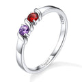Custom4U Personalized Mothers Ring with 1-5 Birthstones Names Engraved 925 Sterling Silver/14K White Gold Plated Birthstone Rings for Women Promise Ring Birthday Jewelry Gifts for Mom Grandmother Wife - color: 2 Birthstones Ring (Custom)
