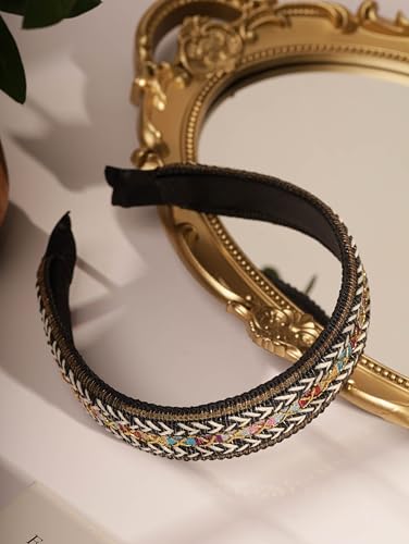 MINACHI Bohemian Wide-brimmed Embroidered Ethnic Brocade Hairband, All-match Face, Hair Accessories, Ethnic Style for Women