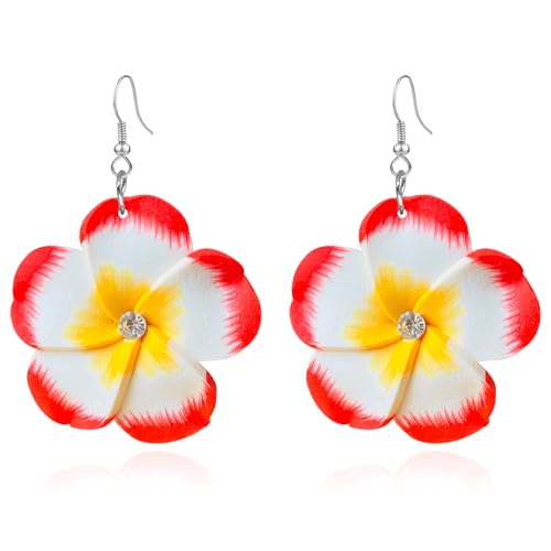 4 Pairs Tropical Bohemian Dangle Earrings For Women Hawaii Plant Daisy Flower Drop Earrings Set - color: style-3
