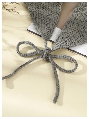 OYOANGLE Women's Boho Crochet Knit Hair Band Vintage Head Wrap Hair Bandanas Head Kerchief Grey One-Size - color: Grey