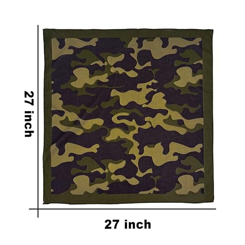 Bandana Single Pack Soft Thin 27 inch Cotton Paisley Extra Large Headwear - color: Camo