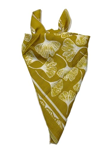 Shanlin Unisex Floral Cotton Square Scarf Bandanas 22x22 inch - color: Ginkgoleaves-yellow