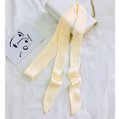 Long Thin Skinny Scarf Satin Neckerchief Ribbon Tie Waist Belt for Women - color: Beige