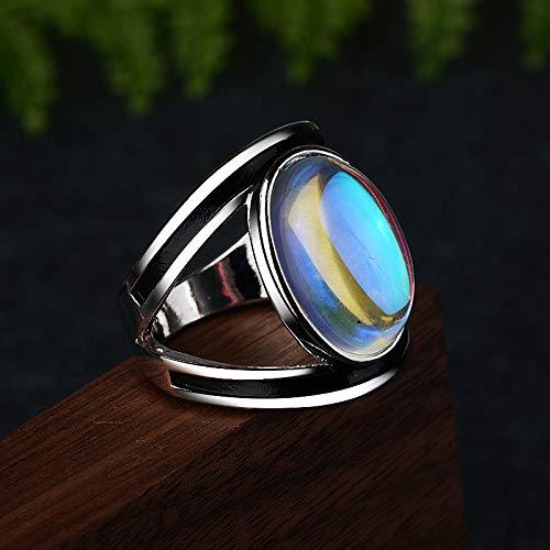 Kuyiuif Vintage Silver Ring Sterling Silver Moon Moonstone Ring for Women Gemstone Boho Jewelry Wedding Bridal Ring (US 6) - size: US 6