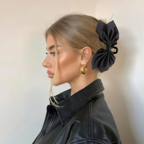 Bow Claw Clips Bow Hair Clips Black 1PCS Big Hair Bows for Women Butterfly Styling Large Hair Clips for Thick Hair for Girls Hair Accessories for Teens - color: 1PC-Black