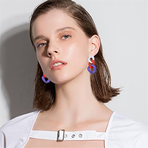 Charm Elegant Hollow Color Chain Acrylic Geometric Temperament Dangle Drop Earrings Bohemian Minimalist Hypoallergenic Jewelry Gift - color: White Red Purple earrings
