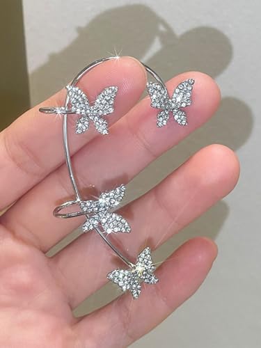 2 PCS Butterfly Ear Cuff Fairy Wing Cuff Wraps Vintage Non-Piercing Fake Earrings for Women Bridal Wedding Party Prom Ball Jewelry Crystal Rhinestone Sparkling - style: Style5