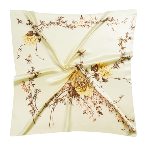QIUTIMIY 35"x35" Like Silk Head Scarf for Women Satin Feel Large Square Scarf for Hair Wrapping and Sleeping Fashion Bandana - color: (90cm)square Scarf 11