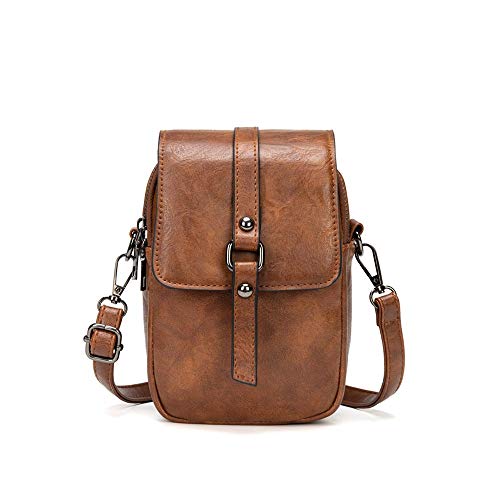 myfriday Vintage Crossbody Phone Bag for Women, Small PU Leather Shoulder Purse and Handbag - color: A-01-brown