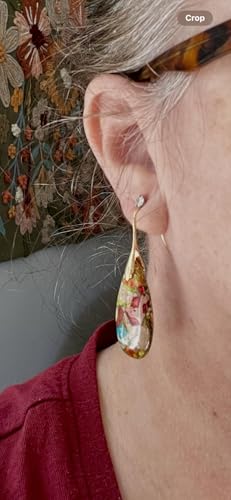 SELOVO Stone Fishhook Dangle Drop Earrings Statement Earrings for Women Stone - color: Multicolor-Gold Color Hook