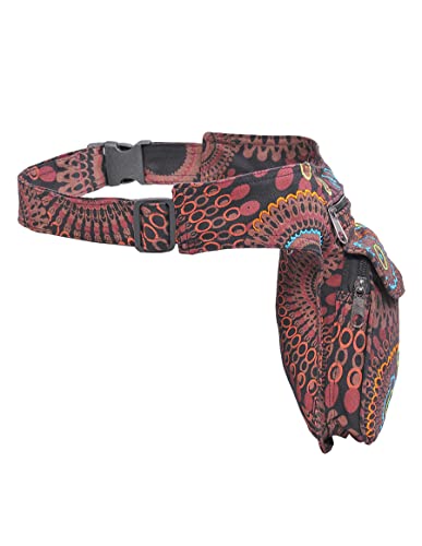 The Collection Royal Handmade Festival Waistpack Boho Hippie Waist Bag Hip Bum Running Belt Fanny Pack Travel Utility Belt (Blk+Brwn) - color: Blk+Brwn