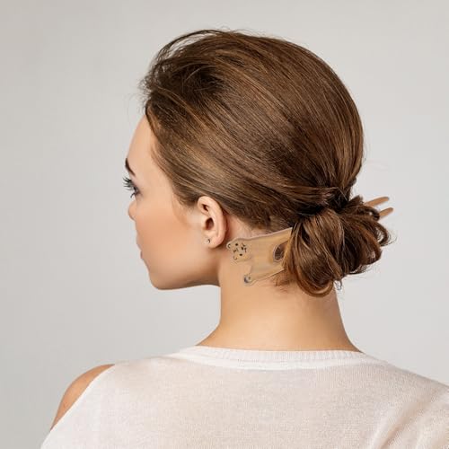 SHOWERORO Handmade Green Sandalwood Hair Fork Tiger Hairpin Double Prong Bun Hair Stick for Women for Elegant Updo