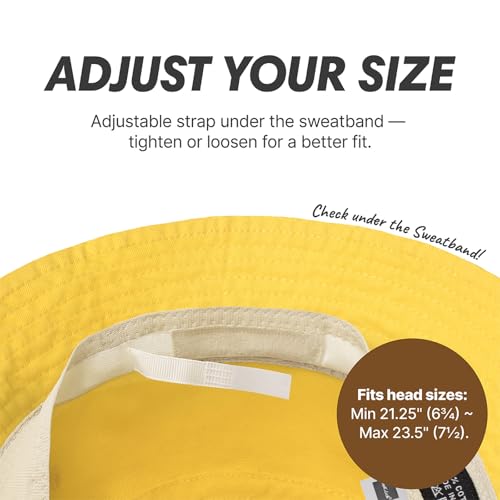 Hot Summer Bucket Hat - Trendy Cotton Sun Hat for Beach, Golf, Fishing - Fun Outdoor Vacation Boonie for Men and Women - color: Happy Lemon