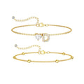 CAROVO Gold Ankle Bracelets for Women Waterproof 14K Real Gold Plated CZ Initial Anklet for Women Dainty Layered Letter A-Z Heart Ankle Bracelets Handmade Adjustable Anklet Summer Beach Jewelry - style: D