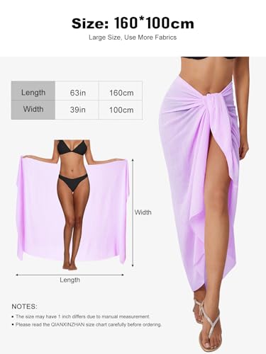 QIANXIZHAN Women's Swimsuit Cover Up,Beach Sarong Wrap Bottom Coverup for Women Short Skirt - color: 1purple
