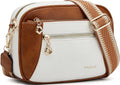 Crossbody Purse for Women Small Crossbody Bags Trendy Vegan Leather with Adjustable Shoulder Straps Gift for Mother Wife Mom - color: Brown With Beige Minimalism