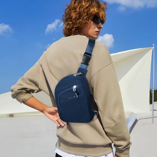 TOPEAST Anti Theft Crossbody Bags for Women Men, Small Sling Crossbody Bag Travel Purse Shoulder Wallet with RFID Blocking - color: 2-blue