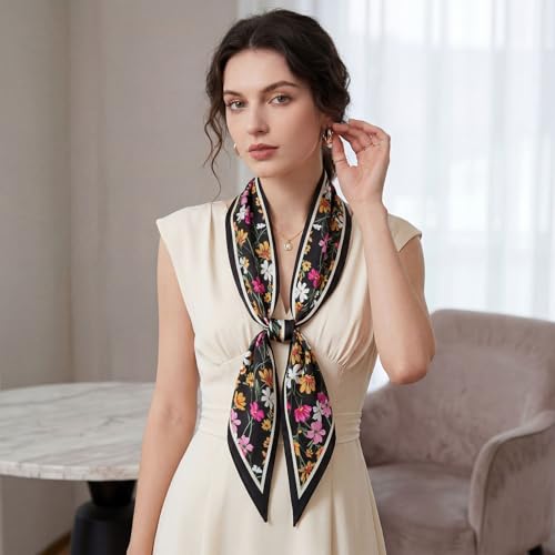 RIIQIICHY Hair Scarf for Women Like Silk Scarves Headband Neck Scarfs Twilly Purse Accessories - color: C011