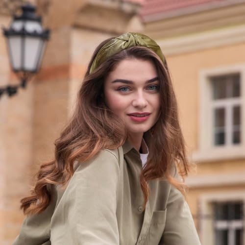 3-Piece Top Knotted Floral Pattern Headbands for Women & Girls, Cute Flower Print Knot Headband, Non Slip Fashion Hair Bands Hairbands (Coffee) - color: Coffee