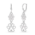 LeCalla 925 Sterling Silver Filigree Dangle Drop Leverback Earrings for Women | Long 925 Silver Dangle Leverback Earrings Hypoallergenic Filigree Tear drop Earrings Jewelry - style: Cat Dog Paw Print-42mm