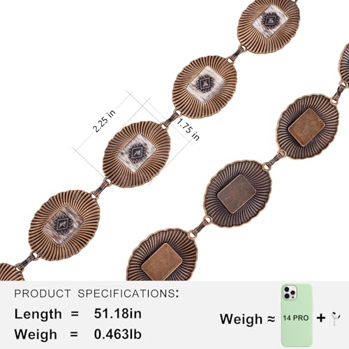 Montana West Rustic Couture's Large Western Concho Metal Belts for Women Cowgirl - color: Bronze