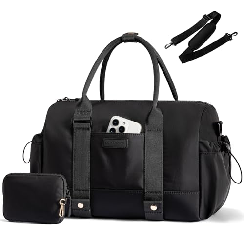 LOVEVOOK Small Gym Bag for Women with Yoga mat Holder, Mini Duffle Bag for Travel with Wet Pocket, Overnight Personal Item Bags (Black, 14.5 inch-Small-2Pcs) - color: Black, size: 14.5 inch-Small-2Pcs