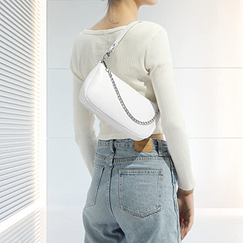 Loiral Small Purse for Women, Retro Classic Tote HandBag Shoulder Bags Clutch Purse - color: 1 White(mooth)