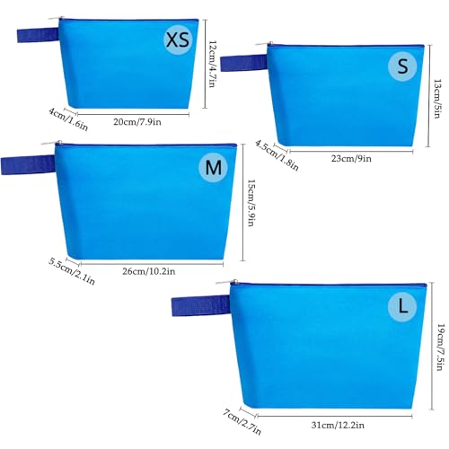 10 Pieces Cotton Canvas Makeup Bag with Bottom and Strap, Multi-Purpose Cosmetic Bag with Zipper Travel Toiletry Pouch, Blank DIY Craft Bag (Blue, XS) - color: Blue, size: XS