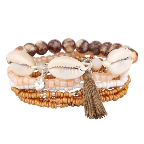 6 sets Bohemian Multilayer tassels bracelet Handmade Wrap Bracelets Bangle Jewelry Bracelets for Women - color: 6PCS-A