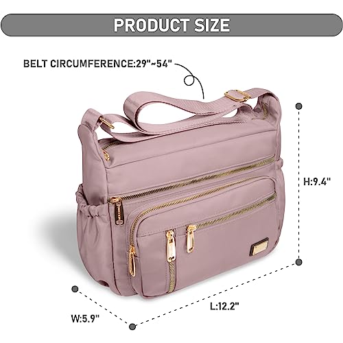 NPBAG Crossbody Bag for Women, Shoulder Purse Handbag Messenger Bag, Trendy Pocketbooks, Waterproof and Multi-Pockets - color: Silver Pink