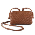 Woven Crossbody Bags for Women Handwoven Purses Vegan Leather Small Handbag Handmade Shoulderbag | Lightweight - color: Brown