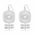 Boho Teardrop Earrings, Handmade Copper Bohemian Earrings, Dangle Antique Ethnic Jewelry for Women - color: Silver Sunflower