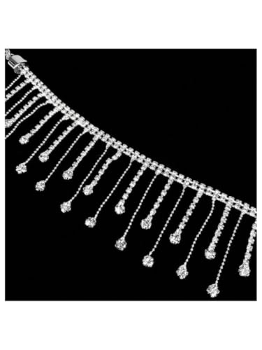 WDIRARA Women's Sparkly Rhinestone Waist Chain Belt Tassel Chain Party Club Waist Accessories - size: Small